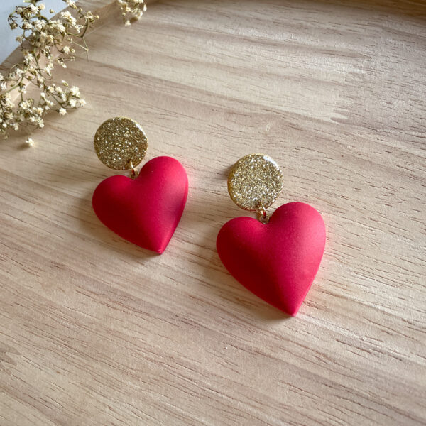 Boucles d’oreilles - cœur rouge